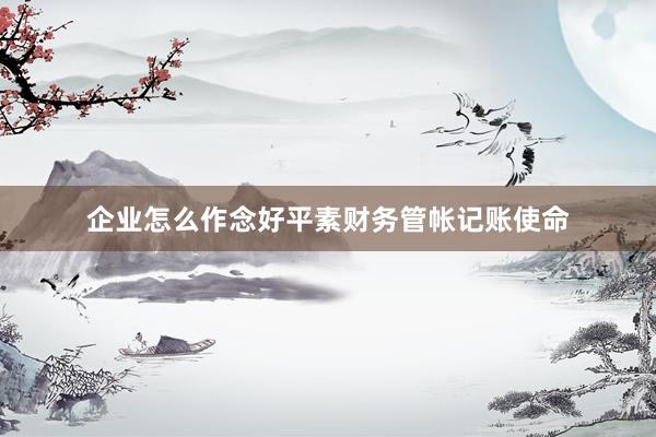 企业怎么作念好平素财务管帐记账使命